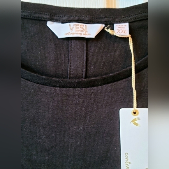 Vesi Women's Black Cotton 3/4 Sleeve Shirt - Picture 2 of 6